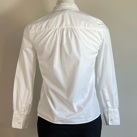 J. Crew White Cotton and Lace Blouse Size 00 - Picture 2 of 8
